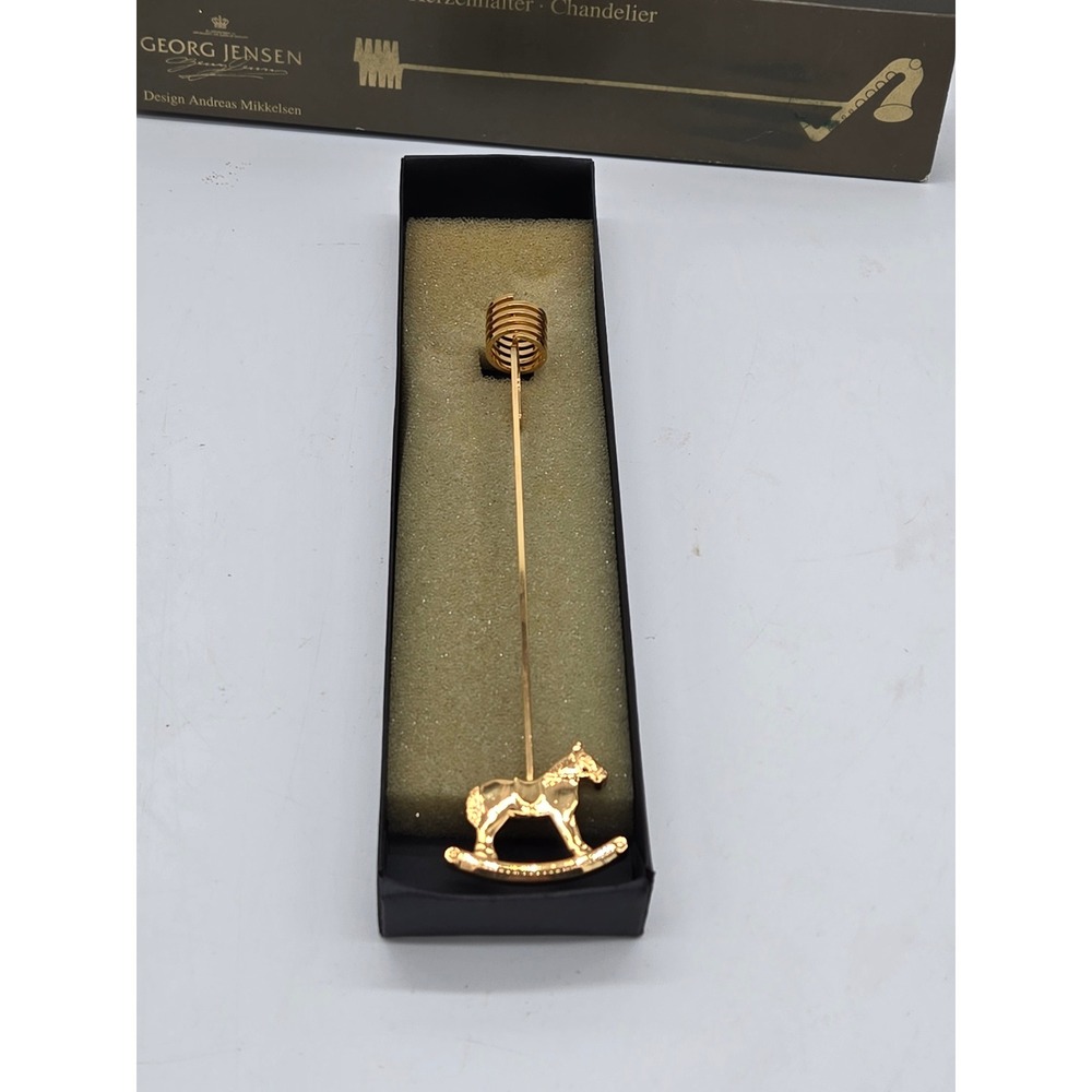Georg Jensen Rocking Horse Christmas Tree Candle Holder Gold Plated Denmark